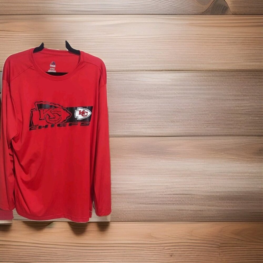 Kansas City Chiefs Football Majestic Long Sleeve Shirt Size XL Mens Red